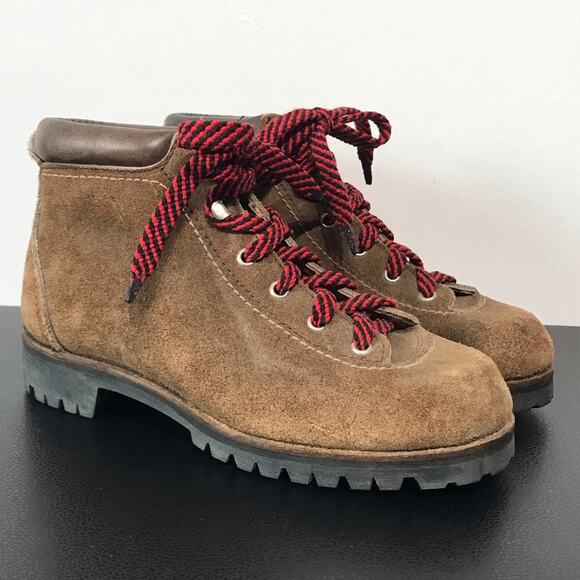 Vintage Vasque Red Lace Up Hiking Boots Suede Leather Mountaineering USA Shoes 6 - Picture 3 of 16
